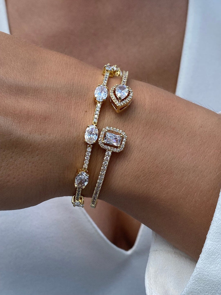 SILHOUETTE de MAXIMALISTE DIAMANTE Gold Crystal Bracelet - Saint Luca Jewelry