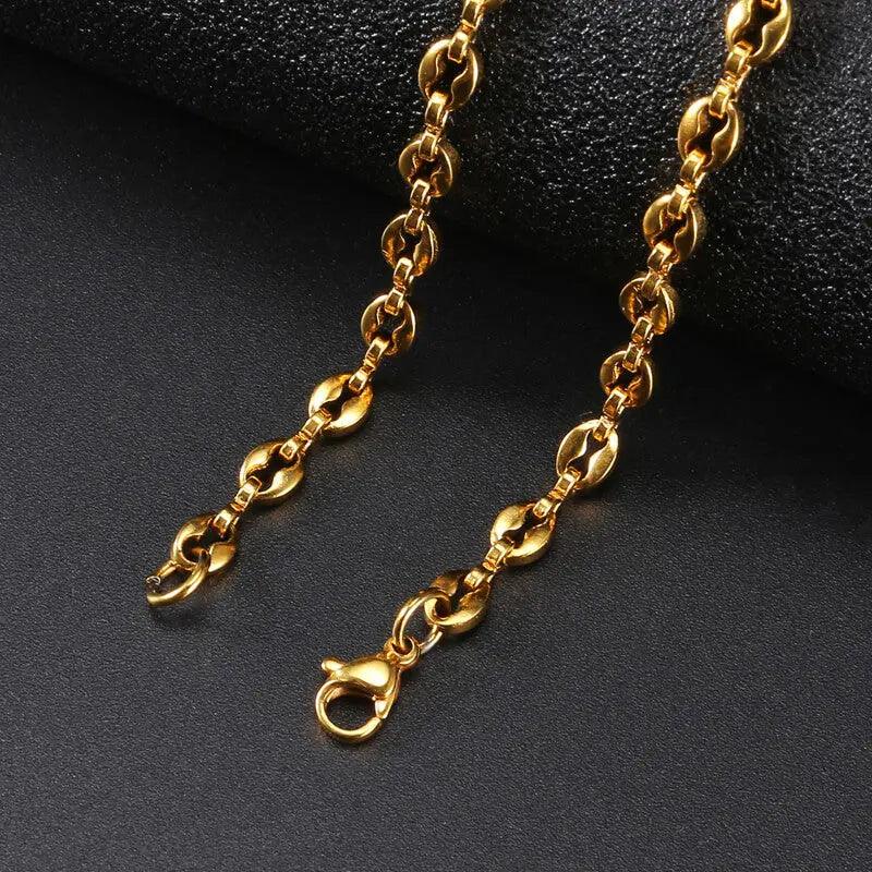 FLORENCE GOLD Coffee Beans Link Chain Bracelet - Saint Luca Jewelry