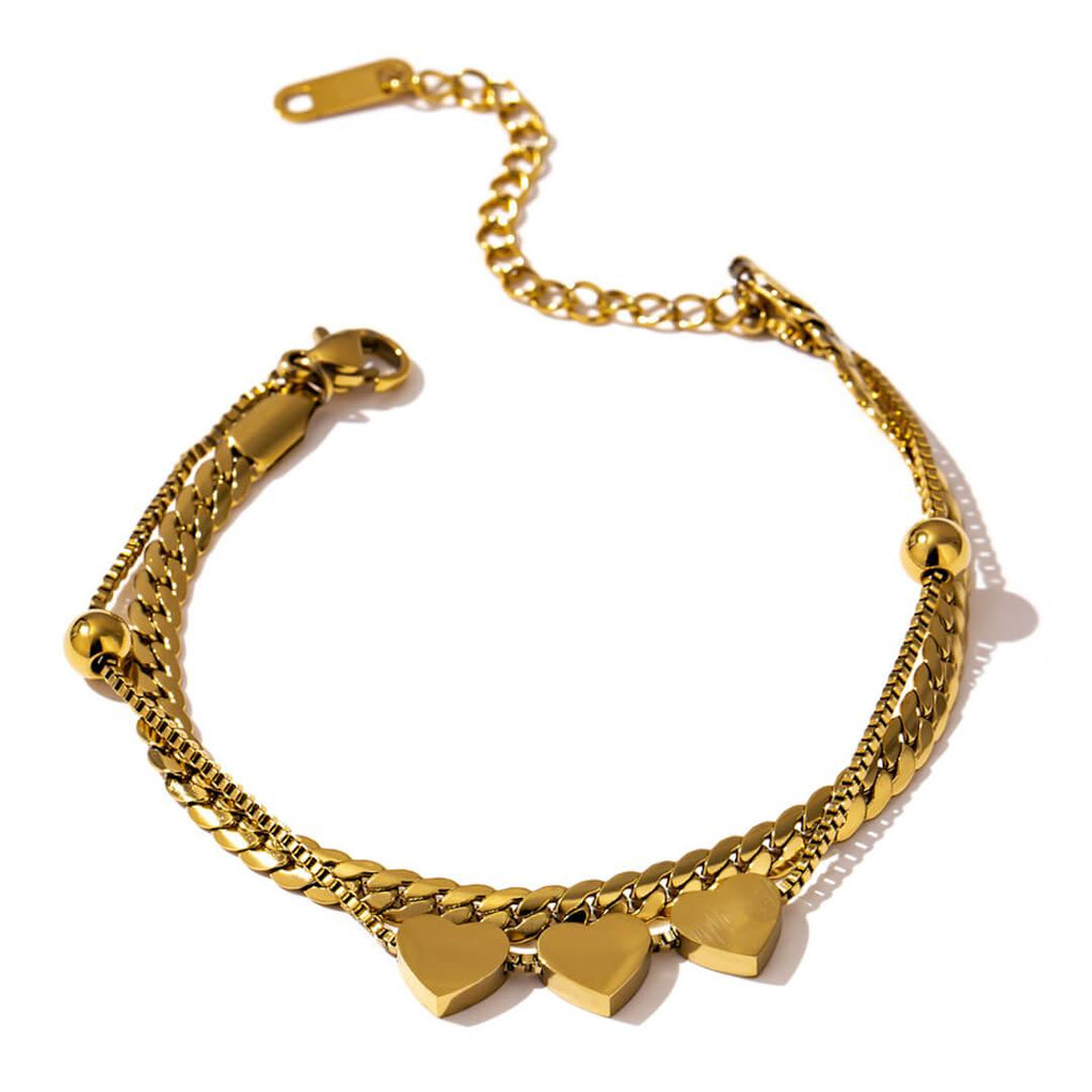 MELLIFLUOUS de ESSENTIAL Gold Heart Chain Bracelet - Saint Luca Jewelry