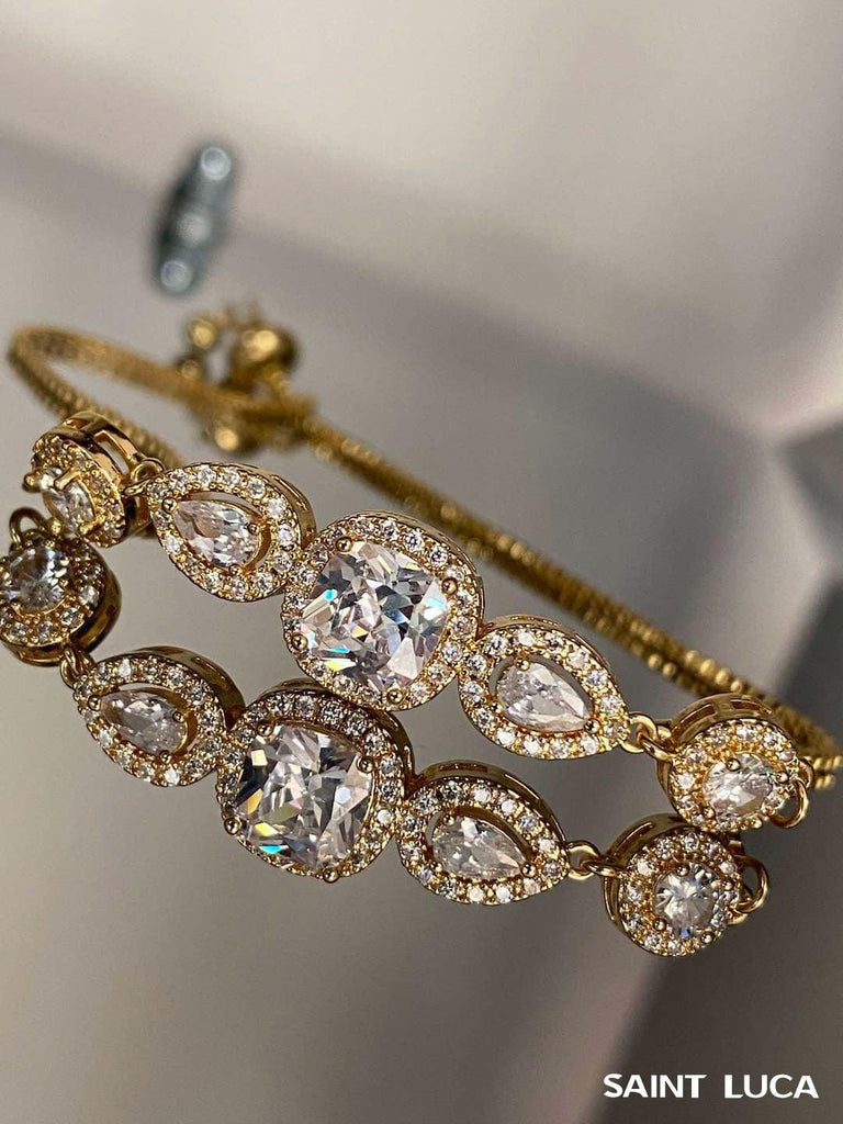 Saint Luca Pave Diamante Triple Gold Set - Saint Luca Jewelry