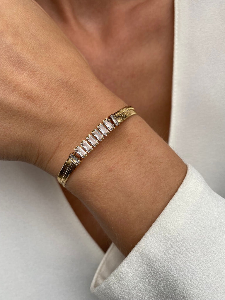 FELICE GOLD Snake Crystal Bracelet - Saint Luca Jewelry