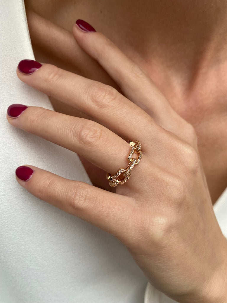 MYSTERIOUS de ENCHAIN GOLD Stackable Crystal Ring - Saint Luca Jewelry