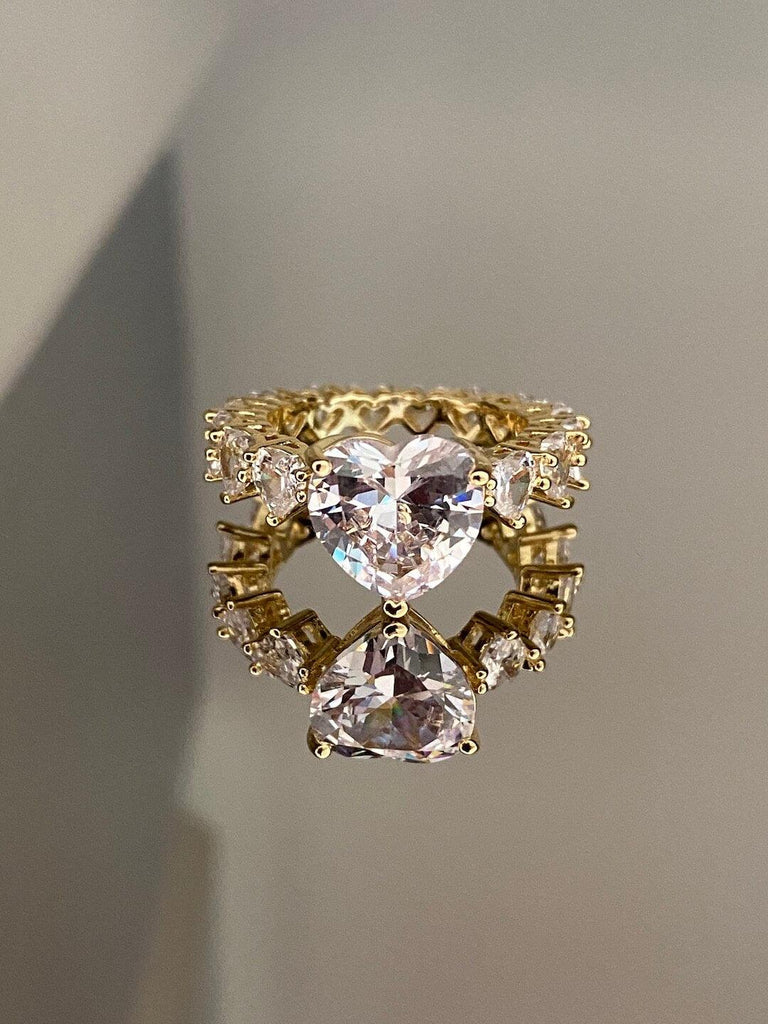 NOTRE DAME de DIAMONDS CRUSH Gold Crystal Heart Ring - Saint Luca Jewelry