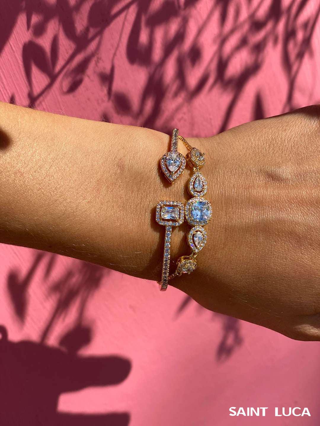 Saint Luca Pave Diamante Triple Gold Set - Saint Luca Jewelry