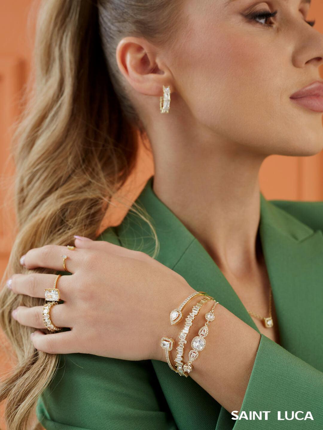 Saint Luca Pave Diamante Triple Gold Set - Saint Luca Jewelry