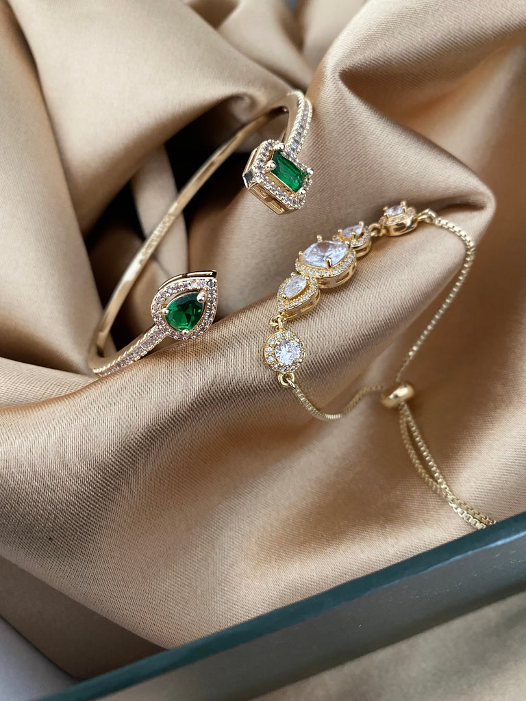 MADONNA GOLD EMERALD Crystal Cuff - Saint Luca Jewelry