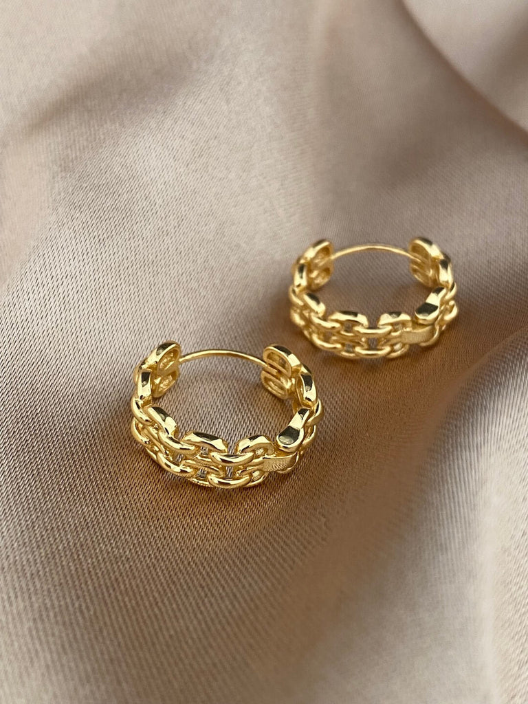 18K FUERTEVENTURA de ENCHAIN ATELIER Chain Hoop Earrings - Saint Luca Jewelry