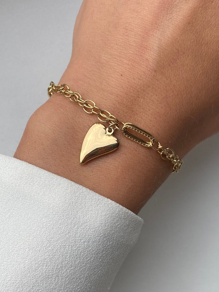 L'AMOUR L'EMPORTE de ESSENTIAL Gold Chain Bracelet With Heart - Saint Luca Jewelry