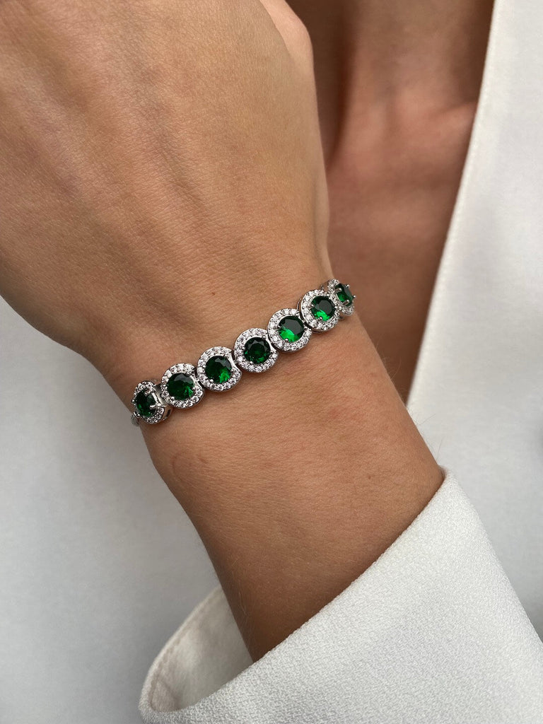LA GAIETE de DIAMONDS CRUSH Silver Emerald Crystal 3 Bracelets set - Saint Luca Jewelry