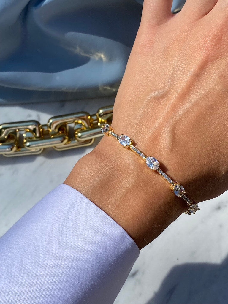 SILHOUETTE de MAXIMALISTE DIAMANTE Gold Crystal Bracelet - Saint Luca Jewelry