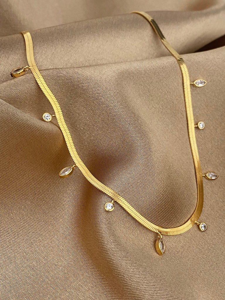 18K SEYCHELLES de DIAMONDS CRUSH Gold Crystal Necklace - Saint Luca Jewelry