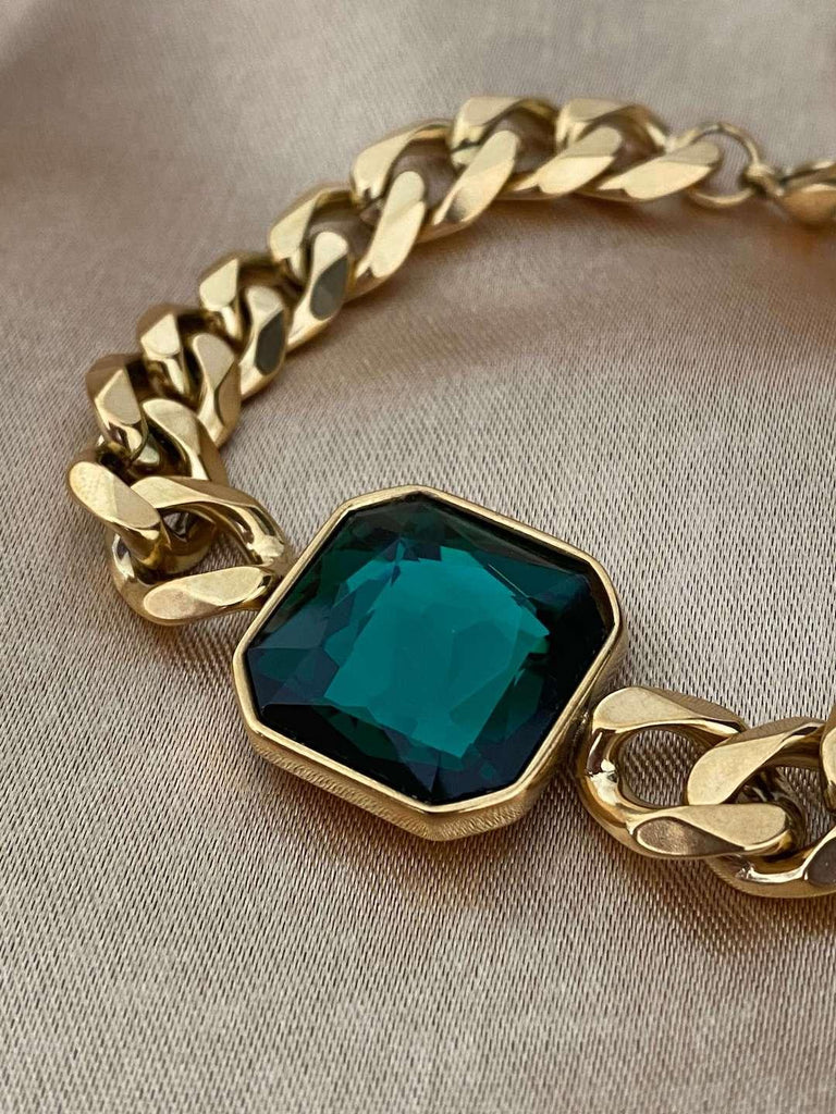 AMALFI GOLD Emerald Crystal Chain Bracelet - Saint Luca Jewelry