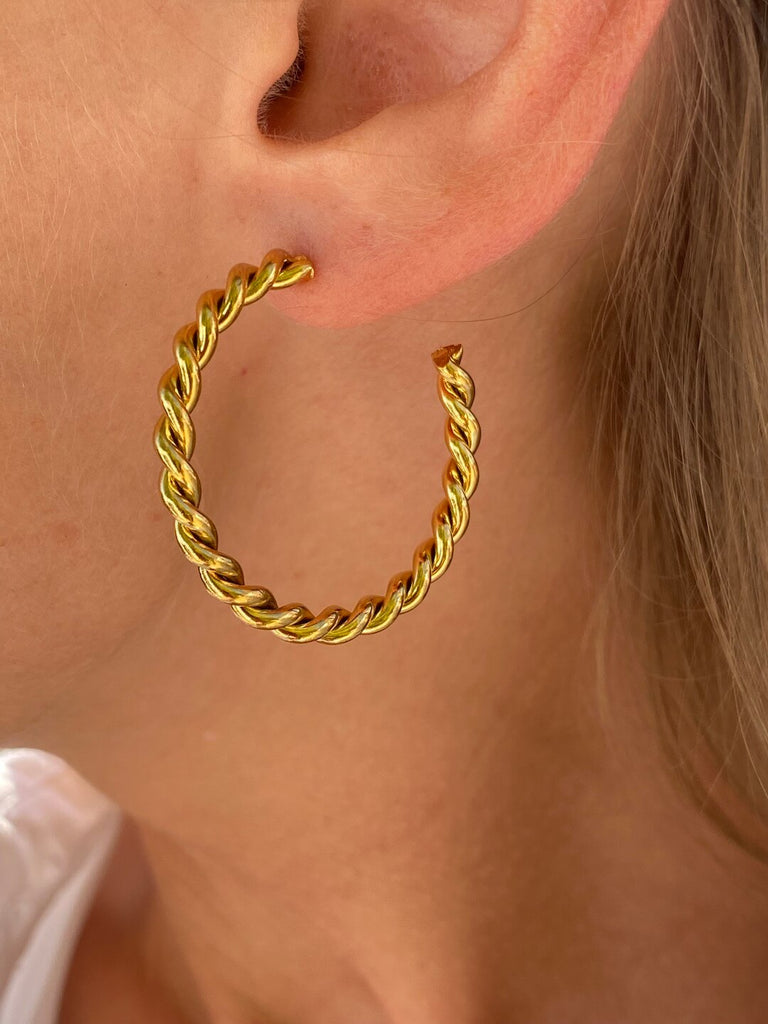 DISFRUTO GOLD Twisted Hoops - Saint Luca Jewelry