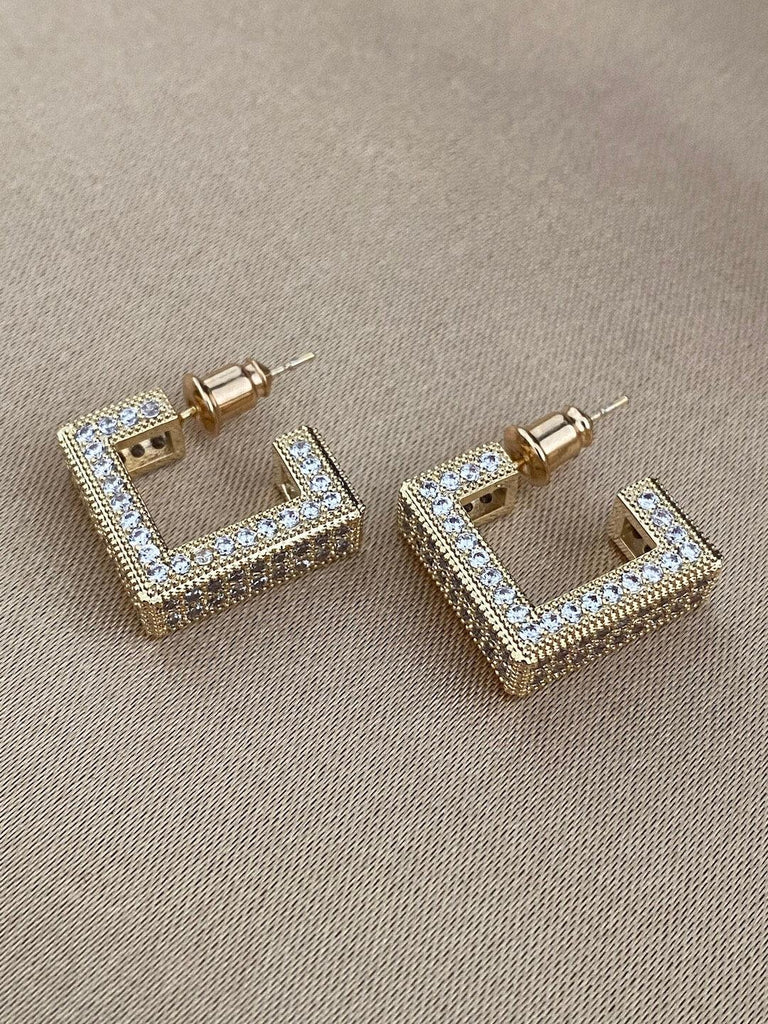 AURORA GOLD Geometric Crystal Earrings - Saint Luca Jewelry