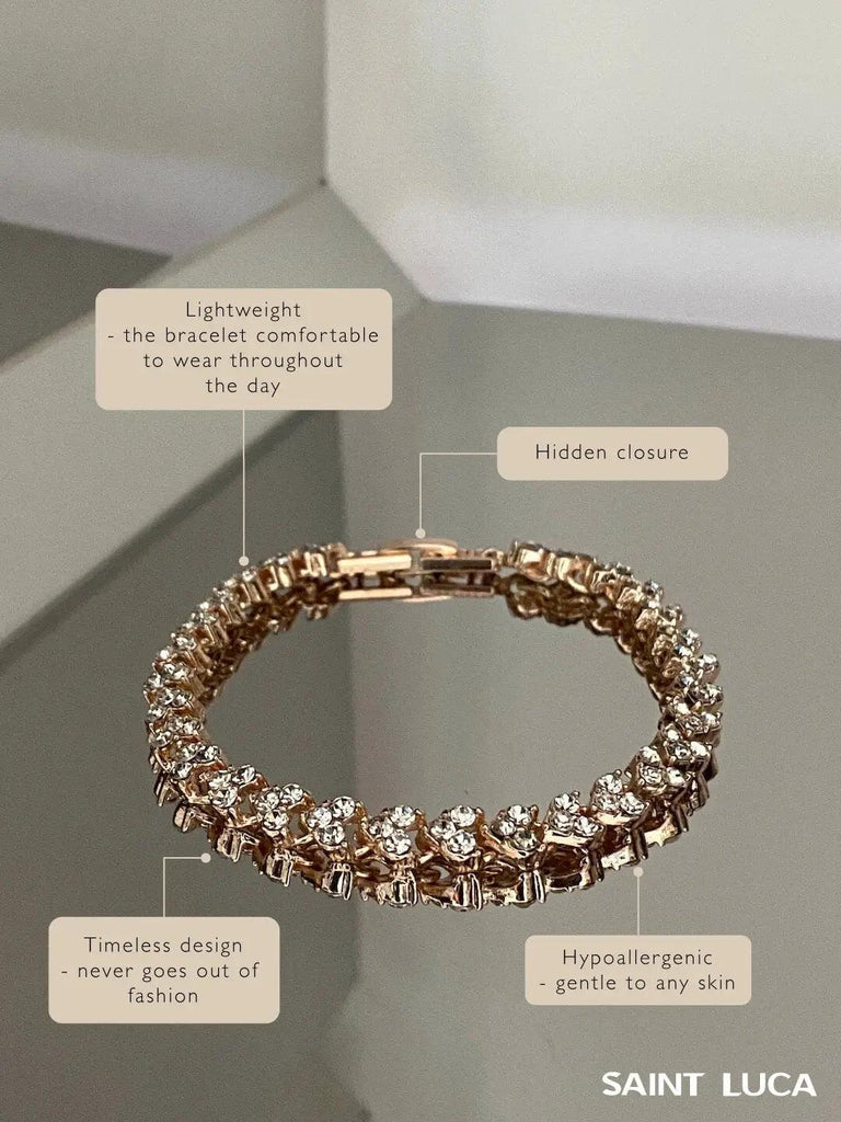 VESTA ROMAN ROSE GOLD Crystal Bracelet Saint Luca Jewelry