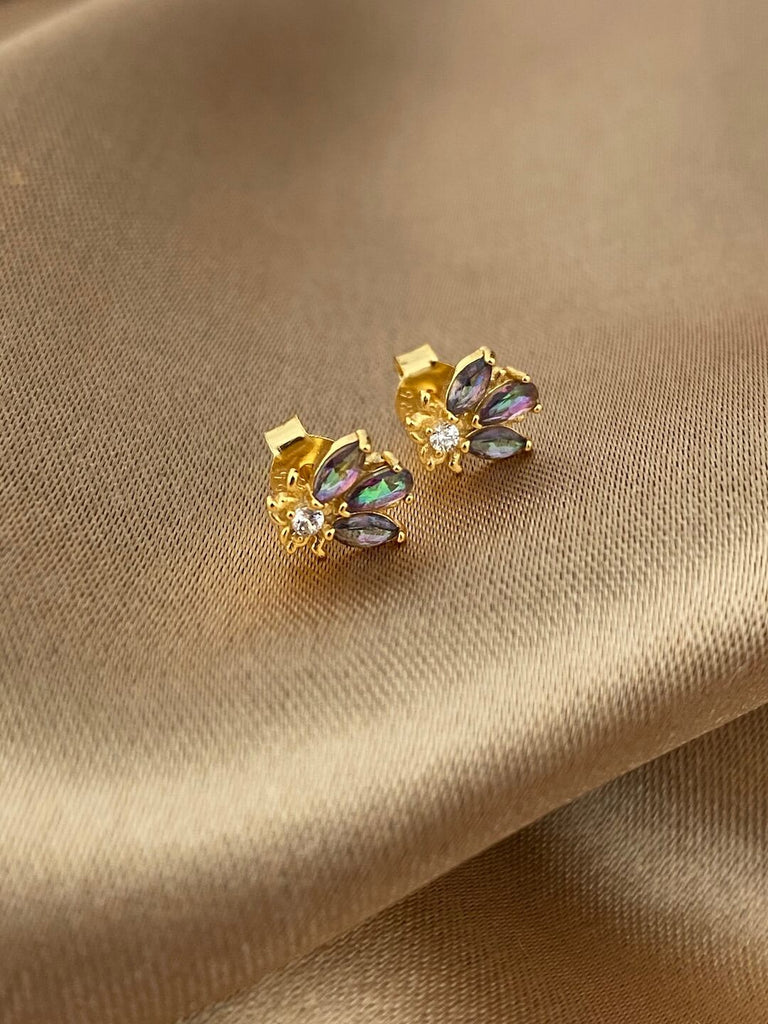 18K MINI BEE de Symphony Couture Colorful Crystal Stud Earrings - Saint Luca Jewelry