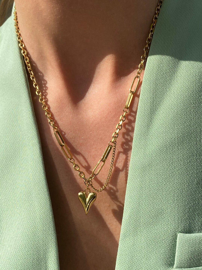 LAMOURE de ESSENTIAL Gold Heart Chain Necklace - Saint Luca Jewelry