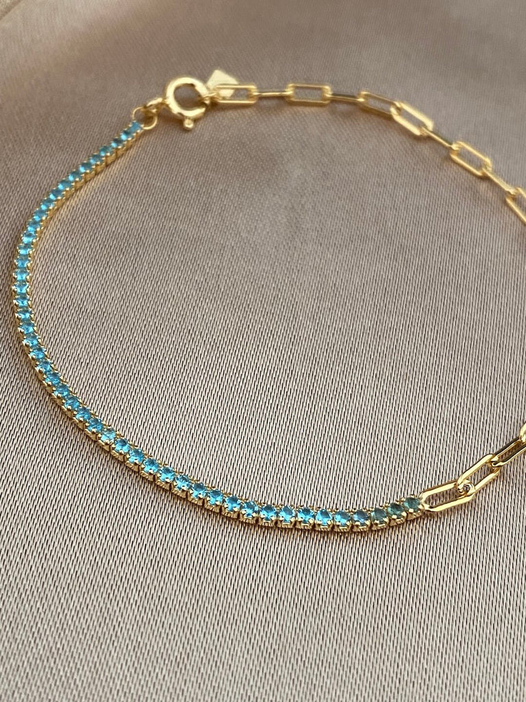 18K RIO DE JANEIRO BLUE de Voyage Luxe Gold Chain Bracelet - Saint Luca Jewelry