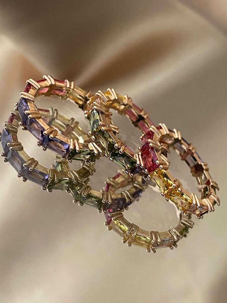 VIRGINIE Stackable Baguette Colorful Crystal Ring - Saint Luca Jewelry