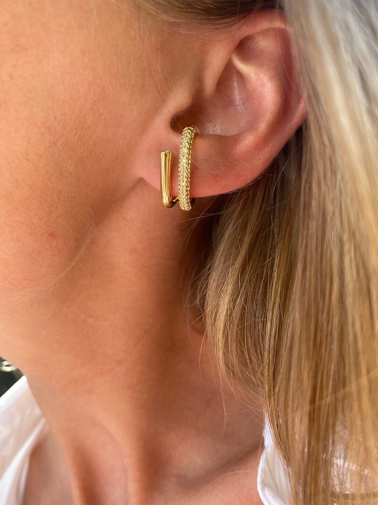 ADVENTURE de DIAMONDS CRUSH Gold Double Stud Earrings - Saint Luca Jewelry