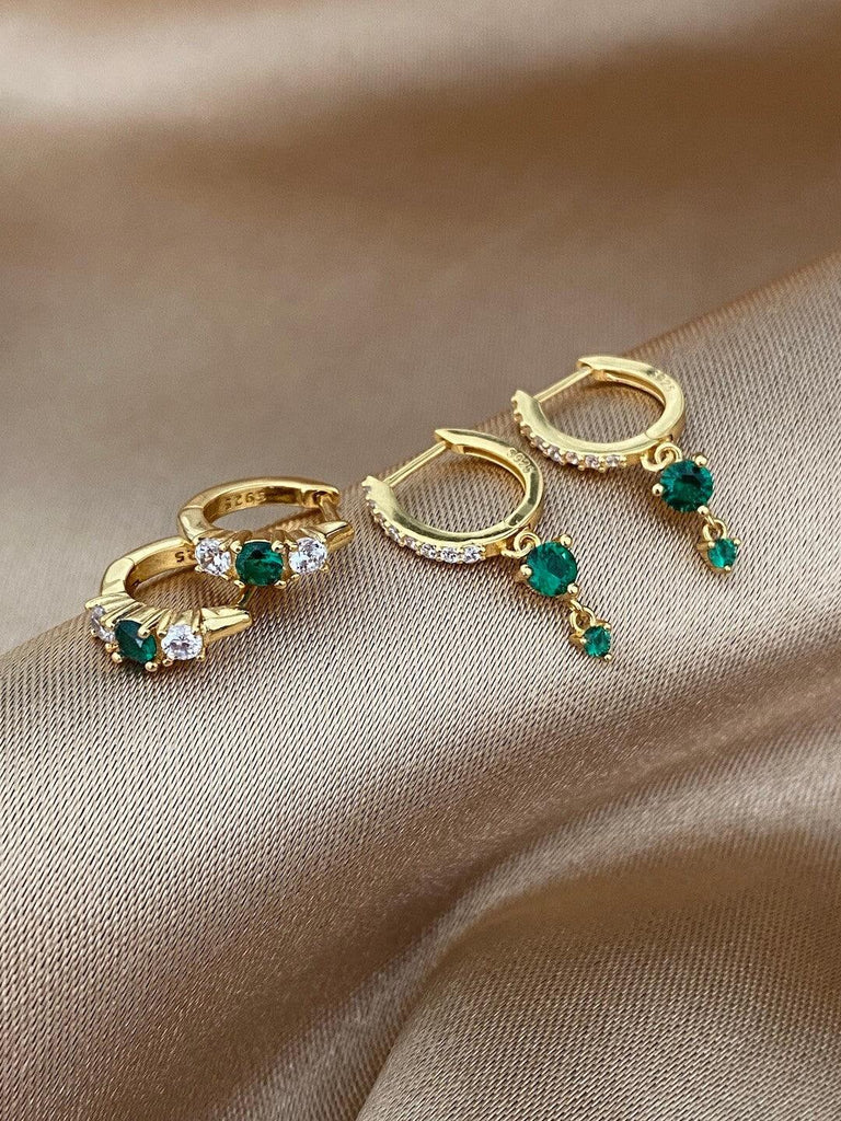 18K ISLA de EMERALD ATELIER Gold Small Huggies Earrings - Saint Luca Jewelry