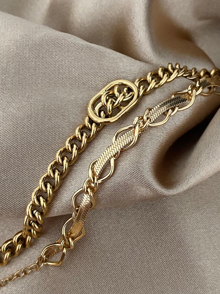 LIVE OUT LOUD TRIPLE GOLD STAINLESS STEEL BRACELETS SET - Saint Luca Jewelry