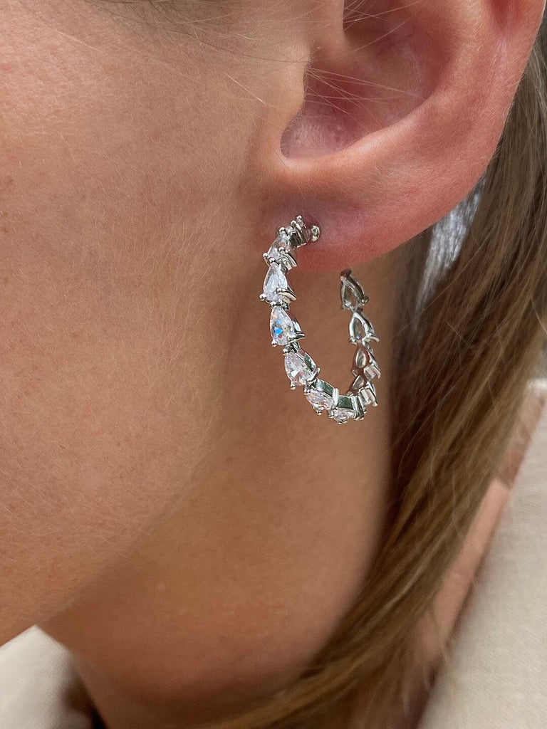 PALM MAR de DIAMONDS CRUSH Silver Hoop Earrings - Saint Luca Jewelry