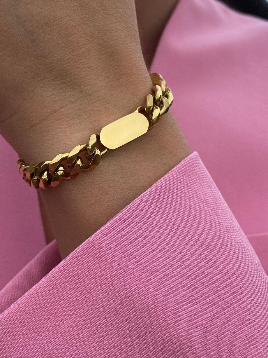 Gold Plated Chunky Link Stainless Steel Bracelet For Men - Branta –  Brantashop