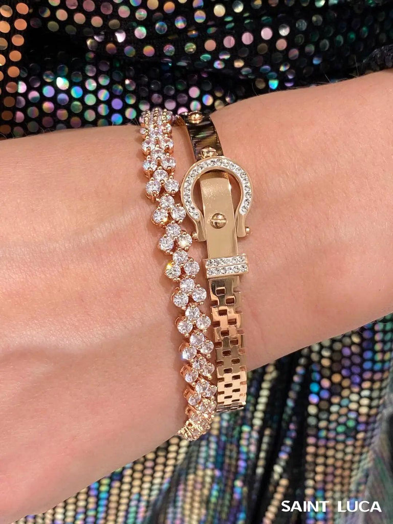 VESTA ROMAN ROSE GOLD Crystal Bracelet Saint Luca Jewelry