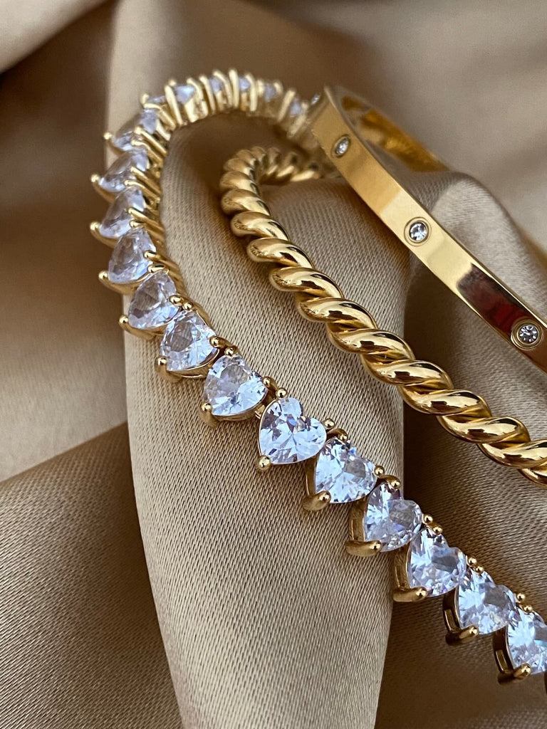 LA CHASSE LUXE GOLD TRIPLE BRACELETS SET - Saint Luca Jewelry