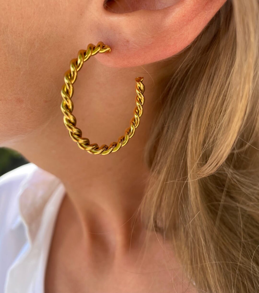 DISFRUTO GOLD Twisted Hoops - Saint Luca Jewelry