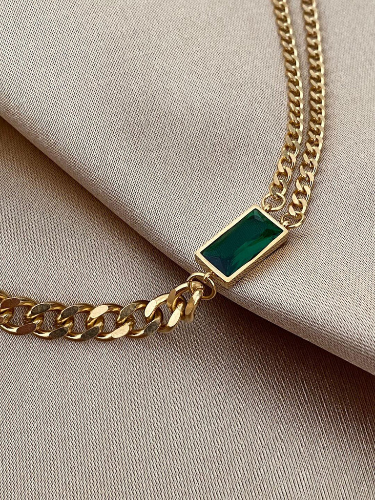 PACHAMAMA de ENCHAIN Gold Emerald Crystal Necklace - Saint Luca Jewelry