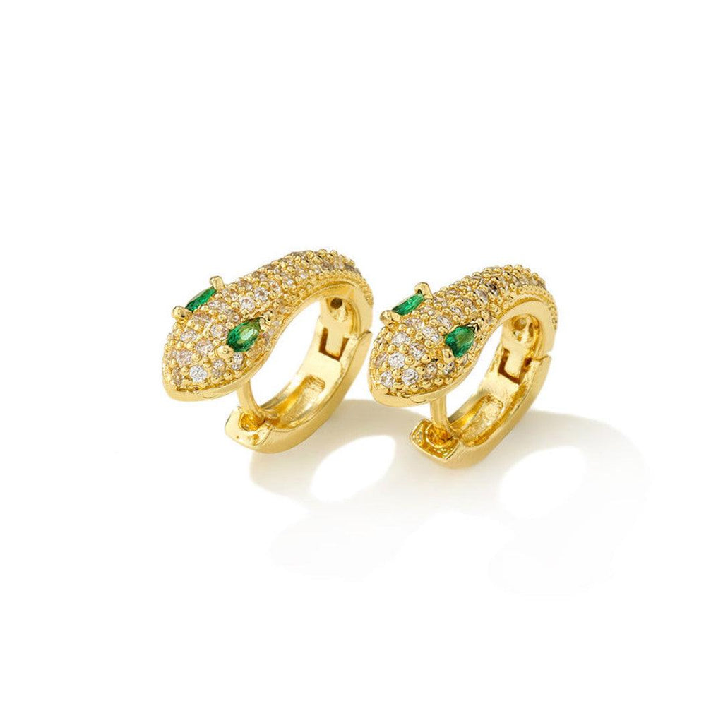 TINSLEY Gold Crystal Snake Earrings - Saint Luca Jewelry