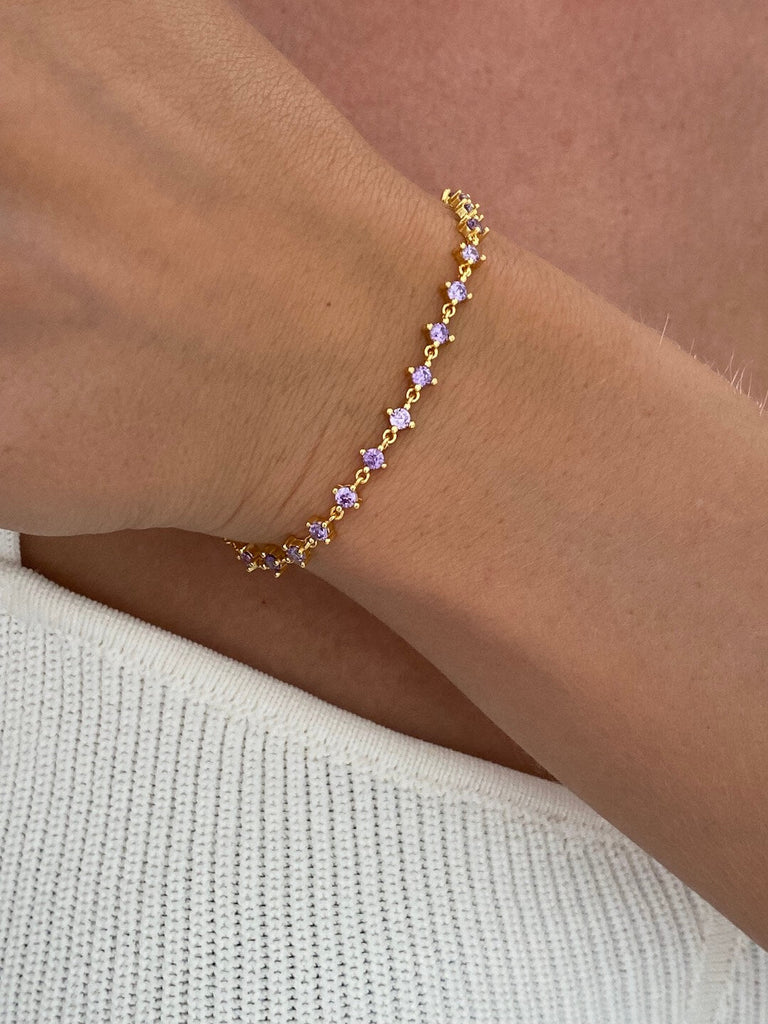 18K GORDES LAVENDER de Voyage Luxe Gold Charm Chain Bracelet - Saint Luca Jewelry
