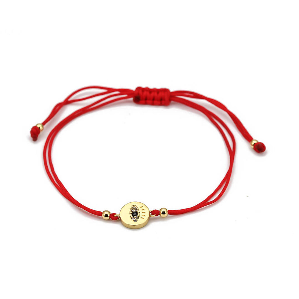 TERESA DE ESSENTIAL SCARLET DIAMONTE Gold With Red String Evil Eye Charm Bracelet - Saint Luca Jewelry