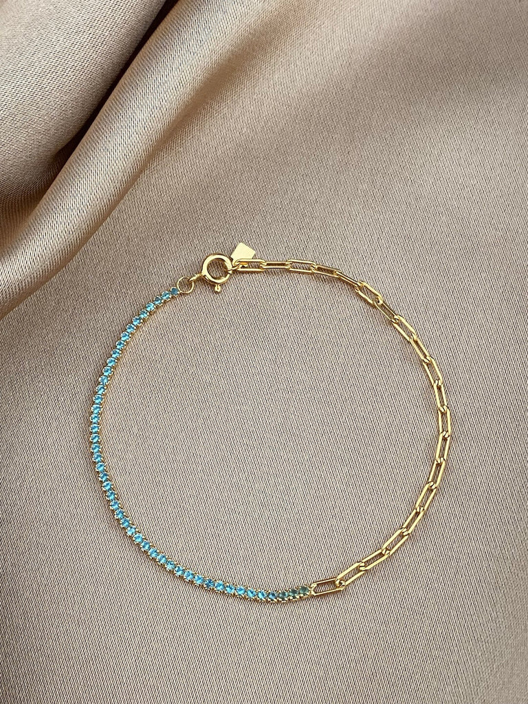 18K RIO DE JANEIRO BLUE de Voyage Luxe Gold Chain Bracelet - Saint Luca Jewelry