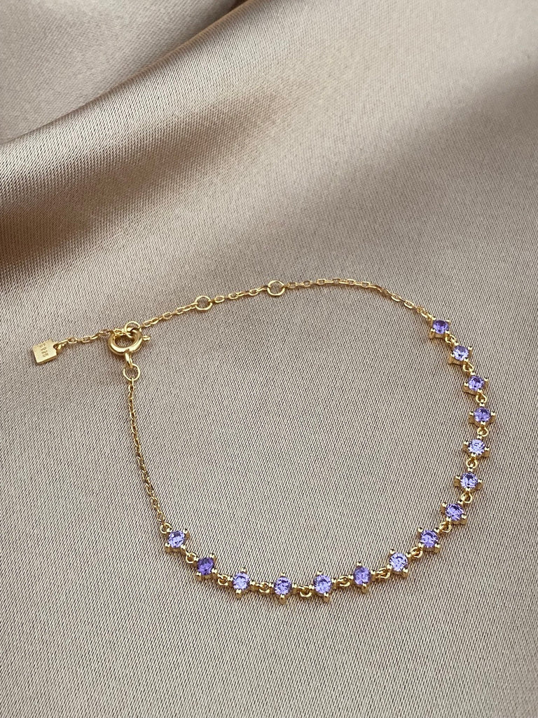 18K GORDES LAVENDER de Voyage Luxe Gold Charm Chain Bracelet - Saint Luca Jewelry