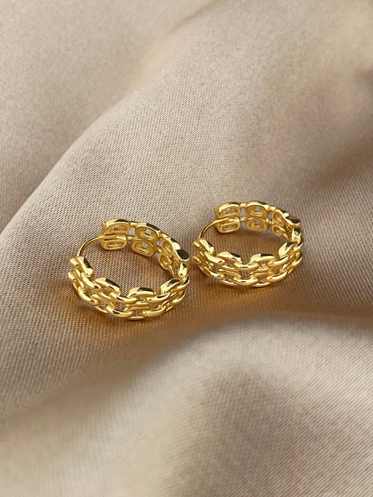 18K FUERTEVENTURA de ENCHAIN ATELIER Chain Hoop Earrings - Saint Luca Jewelry